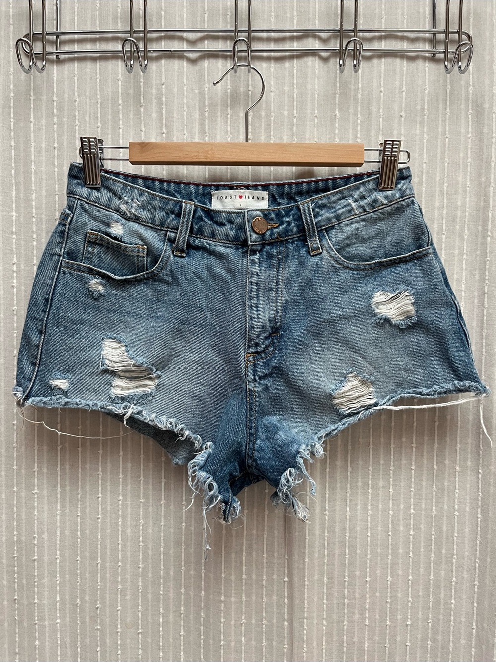 Toast Jeans Distressed Denim Cut Off Shorts Size S Blue